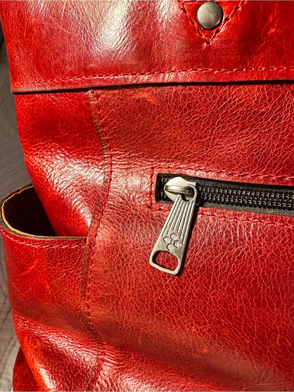 Patricia Nash Bolsena Red Distressed Leather Tote Shoulder Bag Vintage Inspired - Picture 12 of 15